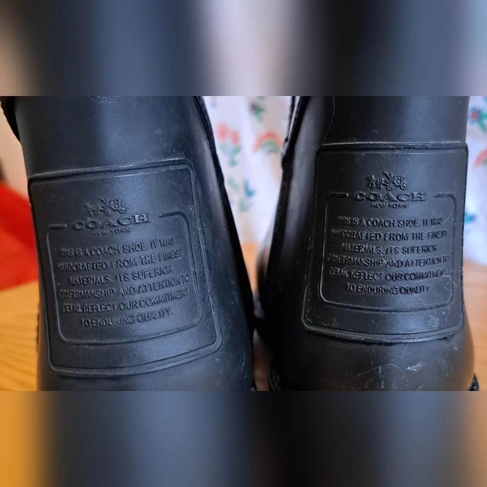 EUC Coach Tristee Black Tall Rubber Rain Casual Prep Bow Boot Shoe SZ 6B
